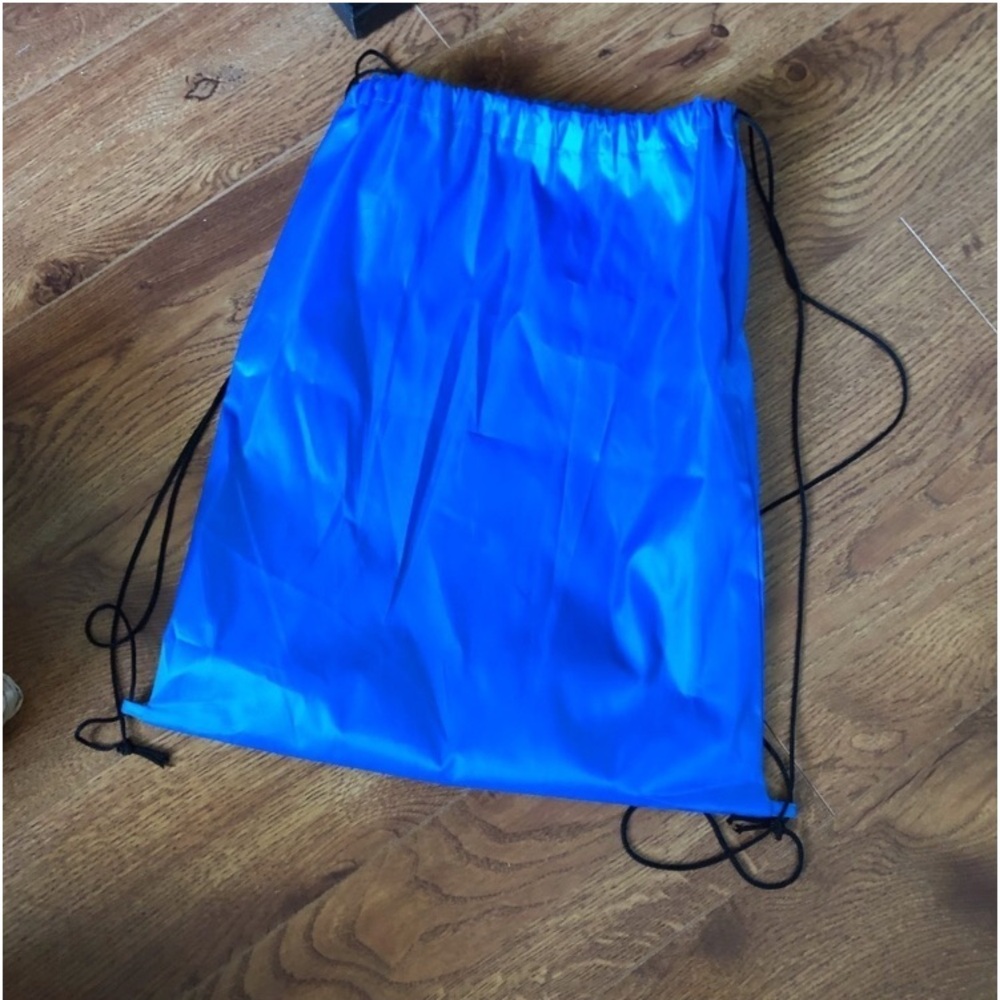Blue nylon cinch bag